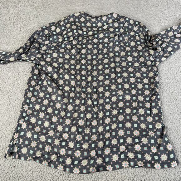 Allsaints Washed Black Shirt Mens Small Long Sleeve Loop Collar Viscose Pocket - Picture 2 of 15